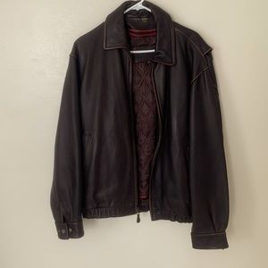 St Johnsbay bomber brown leather jacket slightly used with zipped linening